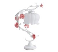 Table Lamps Table Lamp Bedside Lamp Romantic Rose Ceramic Table Lamp Glass Lampshade Bedside Lamp Wrought Iron Nightstand Lamp For Living Room Bedroom Table Lamps for Living Room -White-19*52cm