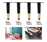 Table Leg 4 Pcs Furniture Legs, Black/Gold, Metal Furniture Table Legs, Sofa Support Legs, Cabinet Legs, Coffee Table Legs, Desk Legs, Diy Replacement Feet, Non-slip/Silent,Multicolour-25cm/9.8in