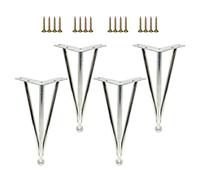 Table Leg 4 Pcs Furniture Legs Black,Modern Metal Table Legs,Diy Replacement Legs,Hairpin Furniture Feet,Sofa Desk Cabinet Coffee Table Support Legs,With Screws and Protective Feet,Silver-10cm/3.9in
