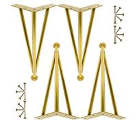 Table Leg Metal Furniture Legs,Hairpin Table Legs 10/15/20/25/30/35/40cm,Adjustable Furniture Feet,Black/Gold/Silver,Sofa Desk Dining Table Coffee Table Cabinet Replacement Legs,4 Pcs,Gold-10cm/3.9in