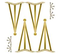 Table Leg Metal Furniture Legs,Hairpin Table Legs 10/15/20/25/30/35/40cm,Adjustable Furniture Feet,Black/Gold/Silver,Sofa Desk Dining Table Coffee Table Cabinet Replacement Legs,4 Pcs,Gold-30cm/11.8in