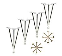 Table Leg Metal Furniture Legs, Hairpin Table Legs, Black/Gold/Silver, Furniture Feet With Screws, Diy Replacement Legs, Sofa Legs, Cupboard Legs, Desk Legs, 4 Pcs, Height Adjustable,Silver-10cm/3.9in