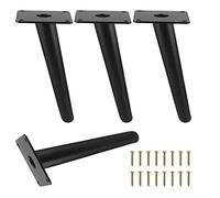 Table Leg Oblique Table Legs, 4 Pieces of Metal Furniture Legs 10cm 12cm 15cm 18cm 20cm 25cm 30cm 35cm, Furniture Feet With Screws, Desk, Coffee Table, Sofa, Cabinet Replacement Legs,Black-18cm/7.09in