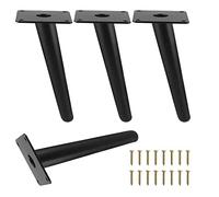 Table Leg Oblique Table Legs, 4 Pieces of Metal Furniture Legs 10cm 12cm 15cm 18cm 20cm 25cm 30cm 35cm, Furniture Feet With Screws, Desk, Coffee Table, Sofa, Cabinet Replacement Legs,Black-20cm/7.87in