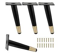 Table Leg Oblique Table Legs, 4 Pieces of Metal Furniture Legs 10cm 12cm 15cm 18cm 20cm 25cm 30cm 35cm, Furniture Feet With Screws, Desk, Coffee Table, Sofa, Cabinet Replacement Legs,BlackGold-20cm/7.