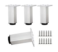 Table Leg Table Legs Metal,Height Adjustable Furniture Legs,Black/Silver Furniture Feet,Sofa Legs, Cabinet Legs,Desk Legs,Replacement Legs for Kitchen Bathroom Furniture,Easy to Fit,Silver-40cm/15.7in