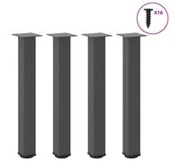 Table Legs 72-74cm Powder-Coated Steel Anthracite 4pcs Adjustable Feet 40x40mm