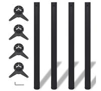 Table Legs Black Iron Tube Dieast Zinc Mount 60mm x 870mm Adjustable Set4 Feet