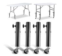 Table legs Multifunctional Metal with Caster Wheels - Heavy Duty Table Leg Extenders for Folding Tables Cabinets Sofas and Beds 4 Pack