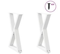 Table Legs White Powder-Coated Steel 50x(72-73.3)cm Adjustable Pair Coffee Table