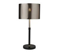 Black And Chrome Bedside Home Office Table Lamp With Brushed Black Chrome Shade