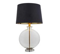 Table Light Brass Gideon Clear Glass & Antique Black Endon 90559
