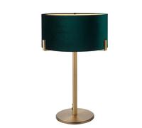 Endon 95837 Hayfield 1lt Table Matt antique brass plate & green velvet 10W LED E27 (Required)