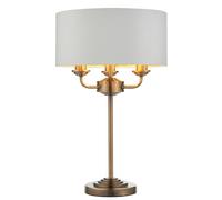 Table Light Brass Highclere 3 Antique Vintage White Endon 98932