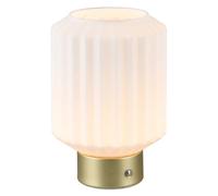 Table Light Brass Lord LED Matt White Opal Glass Rechargeable Portable Trio