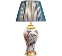 Table Light Nightstand Lamp Ceramics Table Lamp Blue and White Porcelain Metal Bedside Nightstand Desk Light for Living Room Bedroom Home Office Table Lamps for Bedroom,Remote Co