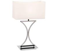 Table Light Silver Epalle Chrome White Cotton Shade Lamp Endon 96930-TLCH