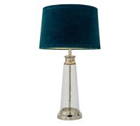 Table Light Silver Winslet Clear Hammered Glass & Bright Nickel Teal Endon 90545