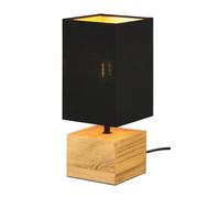 Table Light Wood Woody Natural Black & Gold Shade E14 Square Trio R50171080