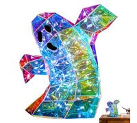 Table Lighted Ghost Statue Halloween Decor,Prism Rainbow Ghost, Colorful Ghost Figure for Children Bedroom, Spooky Ghost Lamp for Halloween Decor,Ghost Lights Glowing for Spooky Atmosphere