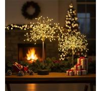 Table Lights Fireworks, Mini Table Starburst Lights LED, Led Christmas Starburst Firework Lamp, Operated Dandelion Tables Light for Home, Party & Christmas Décor (Warm Light, 2Pcs)