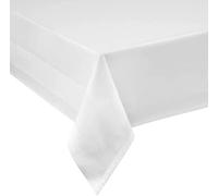 Table linen/tablecloth, damask white, white with atlas edge on 2 sides, width: 130 cm, 100 % Cotton, White, 130x190