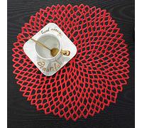 Table Mat Pvc Placemat Heat Insulation Household Anti-Scald Waterproof Creative Design Mat-4 Colors Mixed(Red Alien 4 Pieces)