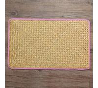table mats， 13-45 * 13-30cm Round/Square/Rectangle Woven Placemats Natural Water Hyacinth, Straw Braided Rattan Hand Chargers Table(Orange1 45 * 30cm)