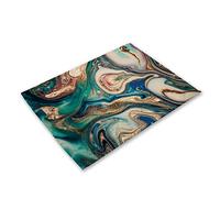 Table Mats Dark Green Marble Placemats Set of 6 Place Tablemat flax Heat Table Mats Heat Proof