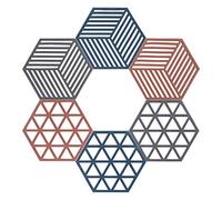 Table Mats Non-Slip Pot Holder Coasters Reusable Hexagon Cup Mat for Kitchen Table Bowl Dishes 6 Pack