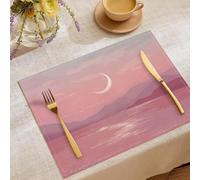 Table Mats Set of 2, Calm Water Surface Place Mats Minimalism Placemats Washable Non-slip Heat Insulation Table Decor for Kitchen Dinning Restaurant 18"X12" (Pink)