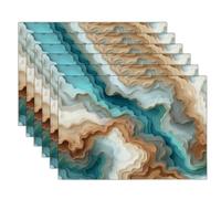 Table Mats Set of 4, Abstract Waves Heat Resistant Placemats Marble Texture Washable Non-slip Place Mats Table for Kitchen Dinning Restaurant Decor 18"X12", Blue