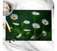 Table Mats Set of 4 Emerald Green Floral Placemats Linen Fabric Heat Resistant Washable Table Placemats for Home Party Wedding Restaurant Decoration Place Mats 45x30 cm