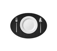 Table Mats Set of 4 Oval, Non Slip Place Mats, Washable Placemats, PVC, 45 * 32cm, Wear Resistant Heat Resistant, Stain Resistant, Easy to Clean, Suitable for Homes Hotels Restaurants (M-Black)