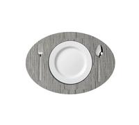 Table Mats Set of 4 Oval, Non Slip Place Mats, Washable Placemats, PVC, 45 * 32cm, Wear Resistant Heat Resistant, Stain Resistant, Easy to Clean, Suitable for Homes Hotels Restaurants (F-Silver)