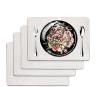 Table Mats Set of 4 Placemate Faux Leather Crcodile Texture (White)