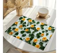 Table Mats Set of 6 Dark Green Leaves Placemats Linen Fabric Heat Resistant Washable Table Placemats for Home Party Wedding Restaurant Decoration Place Mats 45x30 cm