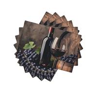 Table Mats Set of 6 Washable Grapes Red Wine Glass Placemats Heat Resistant Dining Place Mats 45x30cm Holiday Party Decor
