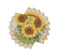 Table Mats Set of 6 Washable Yellow Plaid Sunflower Placemats Heat Resistant Dining Place Mats 45x30cm Holiday Party Decor
