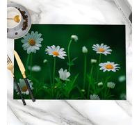 Table Mats Set of 8 Dark Green Flower Placemats Linen Fabric Heat Resistant Washable Table Placemats for Home Party Wedding Restaurant Decoration Place Mats 45x30 cm