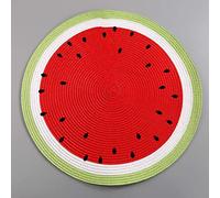 Table Mats Woven Round Placemat Cartoon Fruit Dining Table Plate Mat Bowl Watermelon Lemon Drink Coasters Table Place Mats (Color : Watermelon, Size : Diameter 38cm)