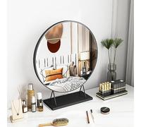Table Mirror,Countertop Mirror,Round Mirror Makeup Mirror,Bathroom Dormitory Vanity Mirror,Modern Minimalist Desktop Tabletop Vanity Mirror,Suitable For Living Room Dormitory Ma(Size:50cm,Color:Black)