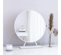 Table Mirror,Countertop Mirror,Round Mirror Makeup Mirror,Bathroom Dormitory Vanity Mirror,Modern Minimalist Desktop Tabletop Vanity Mirror,Suitable For Living Room Dormitory Ma(Size:40cm,Color:White)