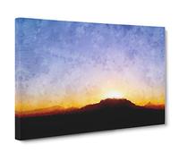 Table Mountain at Sunset Canvas Print | Gallery Wrapped 30mm Frame Wall Art | 30x20 inches | Ready to Hang | Abstract Landscape Picture | Living Room Bedroom Lounge Office