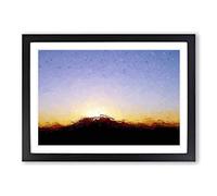 Table Mountain at Sunset in Abstract Framed Print | A2 Black Framed Wall Art | Ready to Hang | Abstract Landscape Picture | Living Room Bedroom Lounge Office