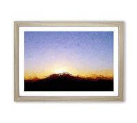 Table Mountain at Sunset in Abstract Framed Print | A2 Oak Framed Wall Art | Ready to Hang | Abstract Landscape Picture | Living Room Bedroom Lounge Office