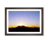 Table Mountain at Sunset in Abstract Framed Print | A2 Walnut Framed Wall Art | Ready to Hang | Abstract Landscape Picture | Living Room Bedroom Lounge Office