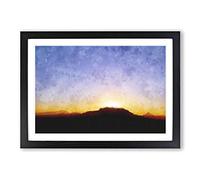 Table Mountain at Sunset Painting Framed Print | A2 Black Framed Wall Art | Ready to Hang | Modern Landscape Picture | Living Room Bedroom Lounge Office