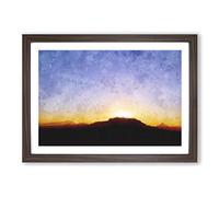 Table Mountain at Sunset Painting Framed Print | A2 Walnut Framed Wall Art | Ready to Hang | Modern Landscape Picture | Living Room Bedroom Lounge Office