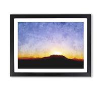 Table Mountain At Sunset Painting Modern Art Framed Print | A2 Black Framed Wall Art | Ready to Hang | Modern Landscape Picture | Living Room Bedroom Lounge Office